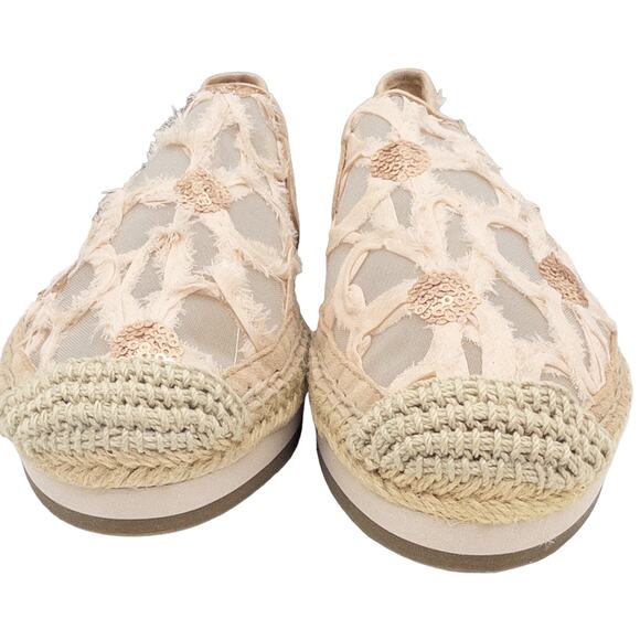 Botkier Sara Espadrille Platform Sequin Loafer Flats Blush Lace 8 Women's - Picture 3 of 7